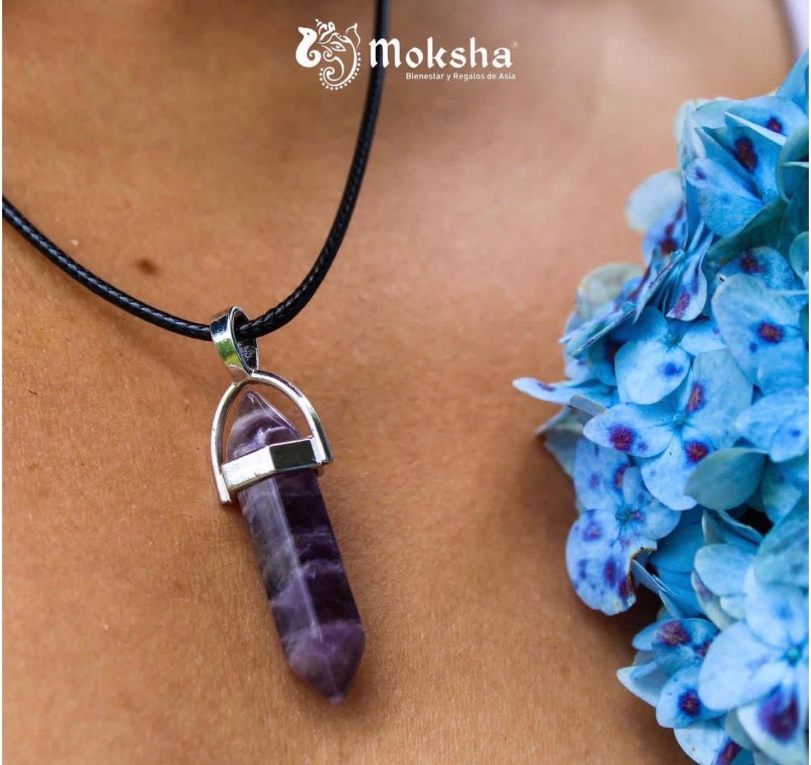 Cuero con Cristal Amatista 