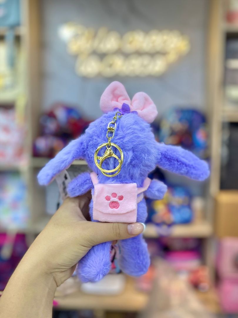 LLAVERO STITCH MORADO CON MOÑO 