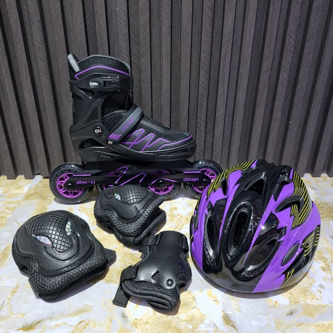 PATIN CHICAGO NEGRO MORADO SEMIPROFESIONAL MONOBLACK 