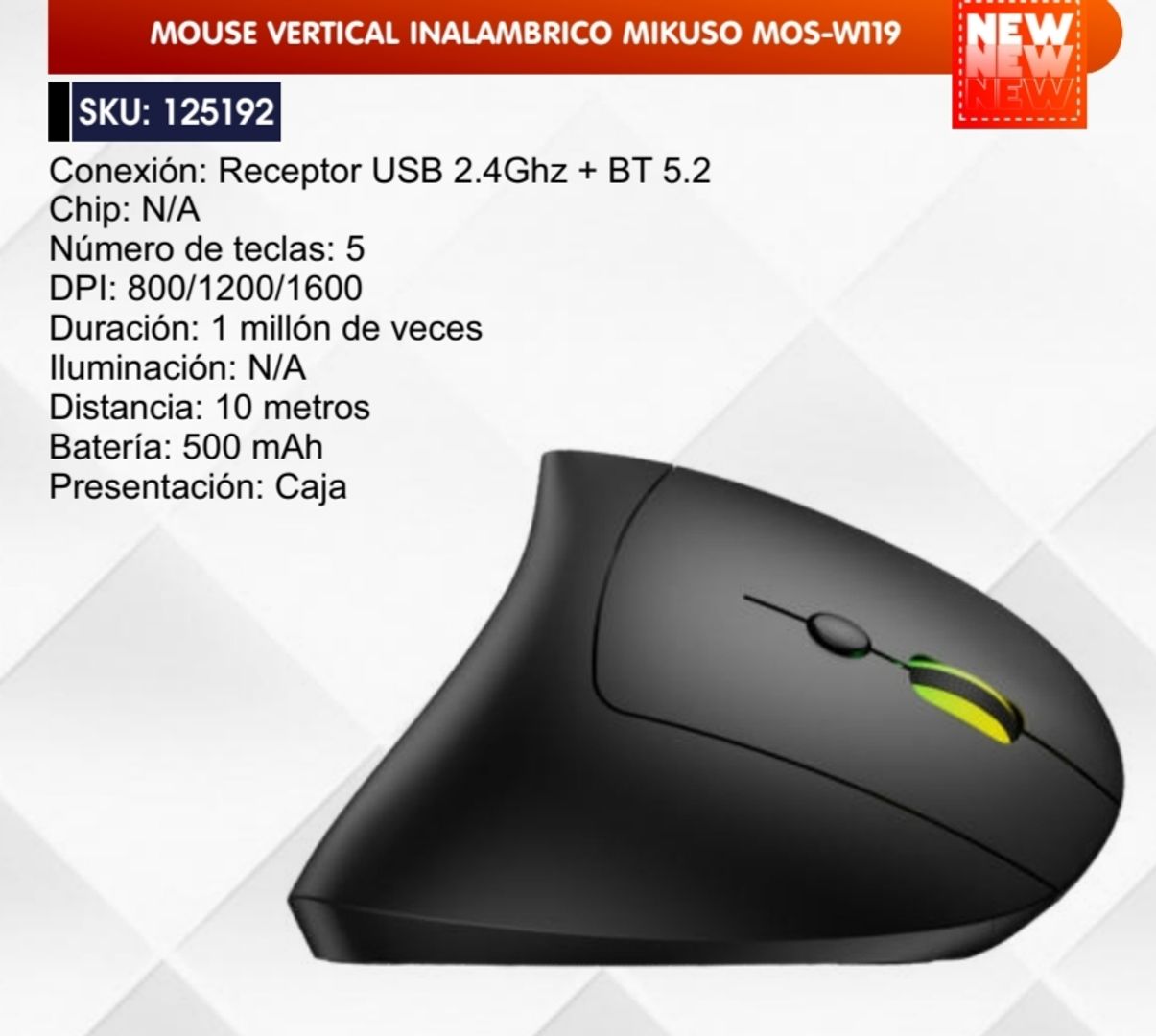 MOUSE VERTICAL INALÁMBRICO MIKUSO