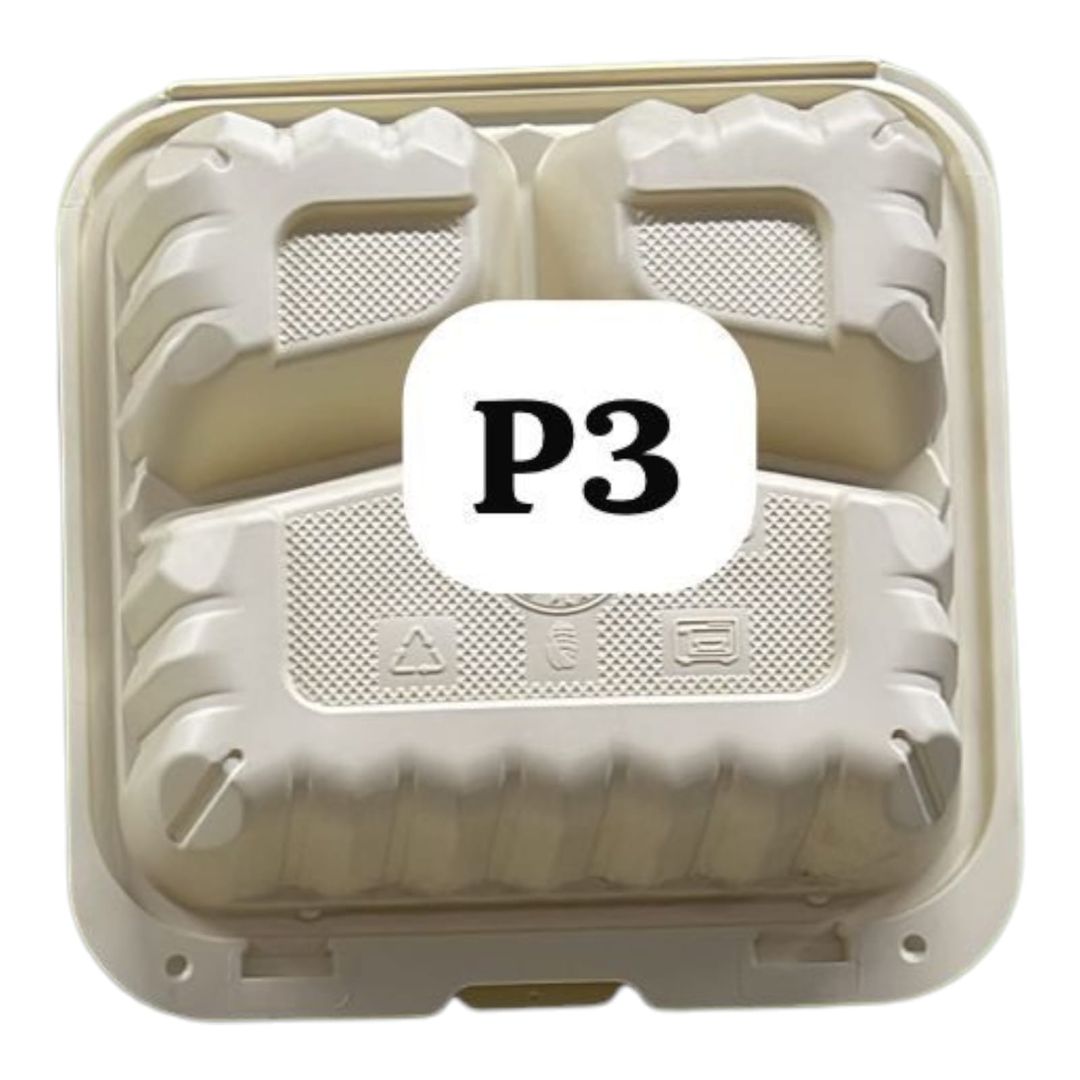   E. PORTA COMIDA P3 BIODEGRADABLE PAQUETE X 50 UND 