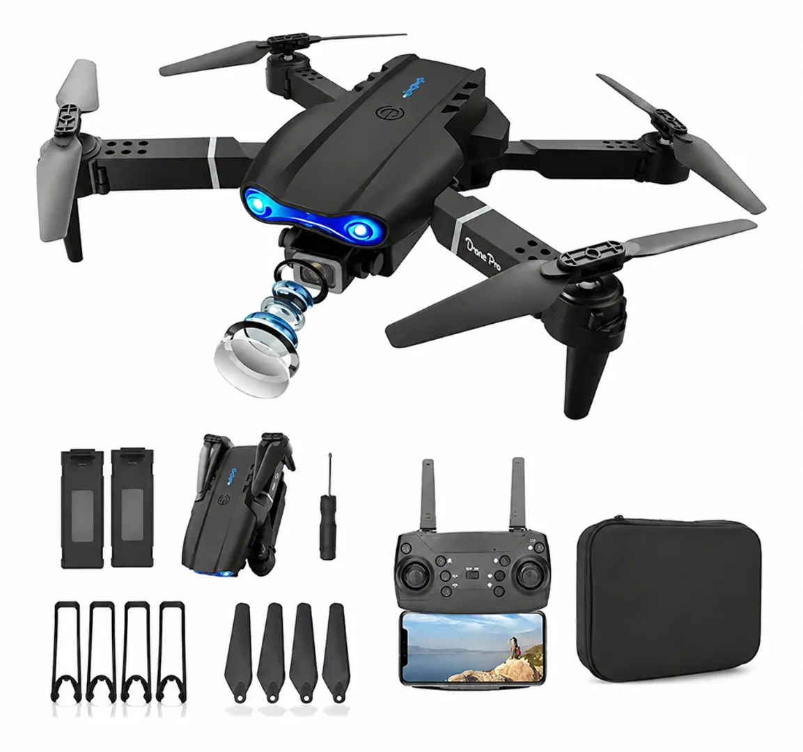 DRONE CONTROL REMOTO PLEGABLE CON CAMARA FRONTAL LUCES LED