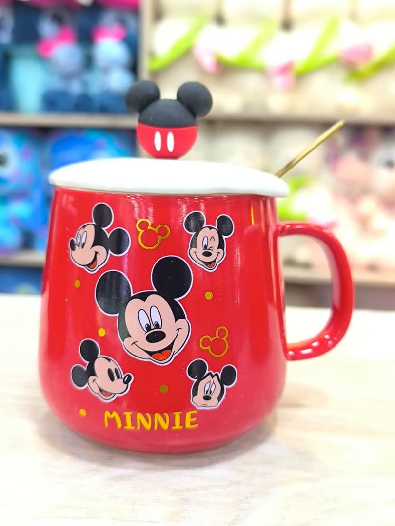 MUG MICKEY ROJO TAPA CERÁMICA