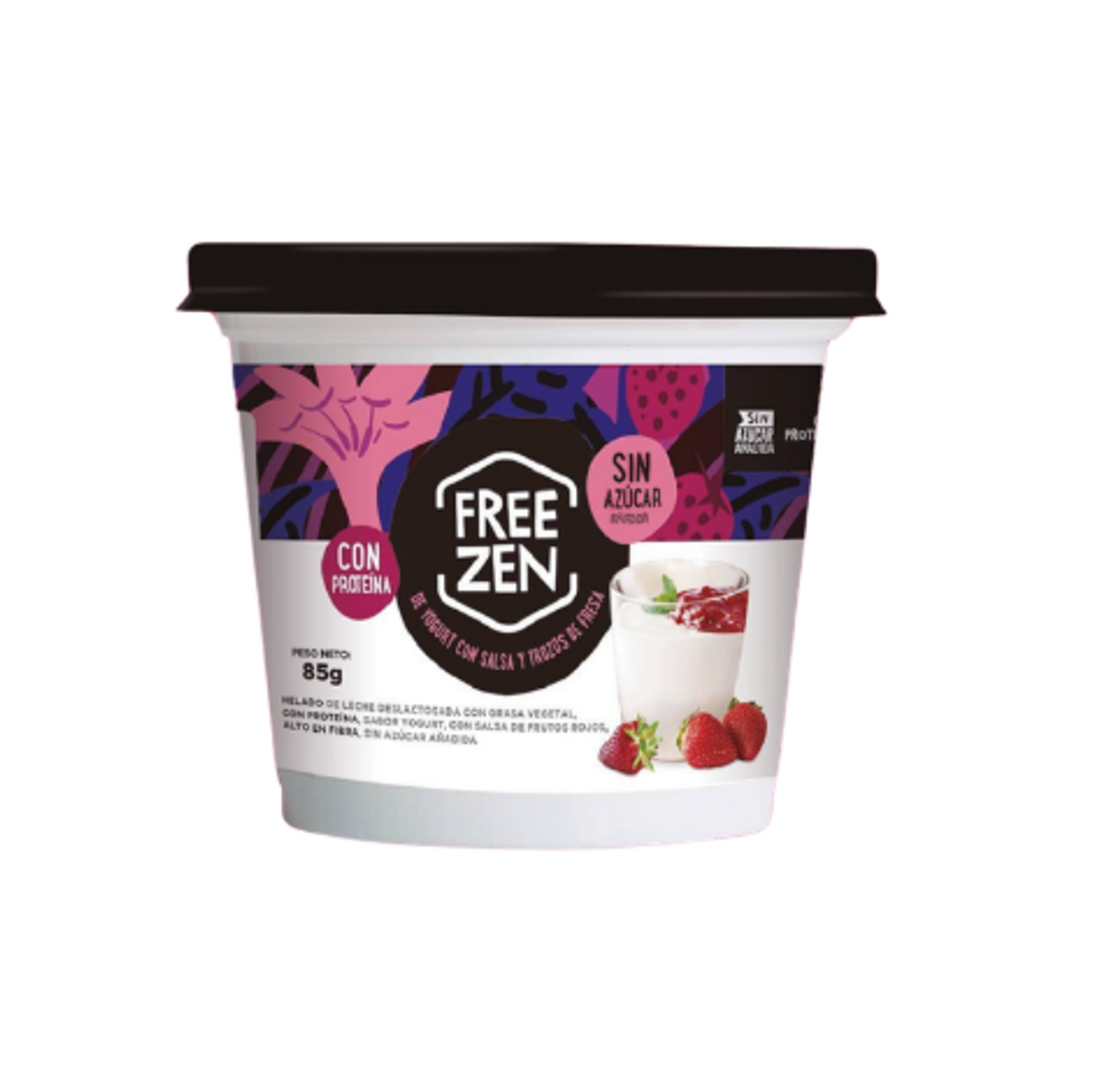 HELADO YOGOURT CON SALSA DE FRESA X 85 GR FREEZEN
