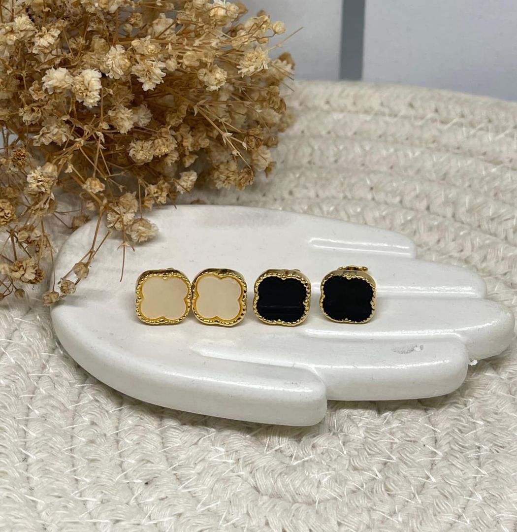 Topos Van cleef 10mm negro y beige