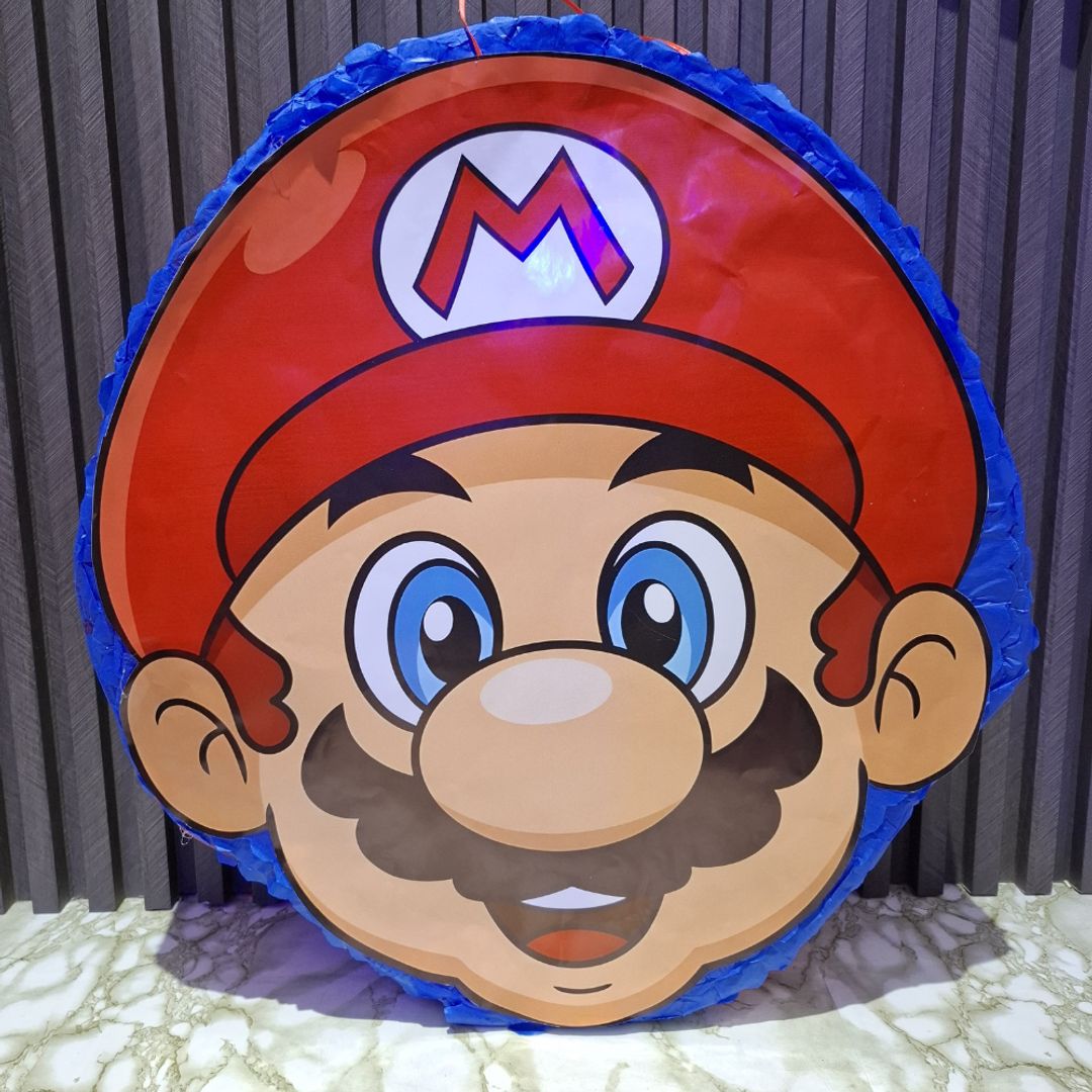 PIÑATA EMPLANTILLADA MARIO BROS CARA 