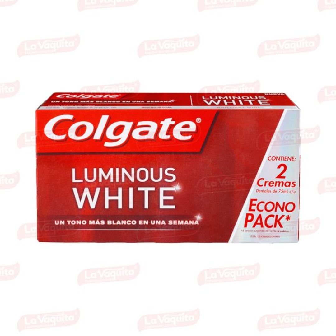 COLGATE LUMINOUS WHITE*2*75ML BRILLANT MINT