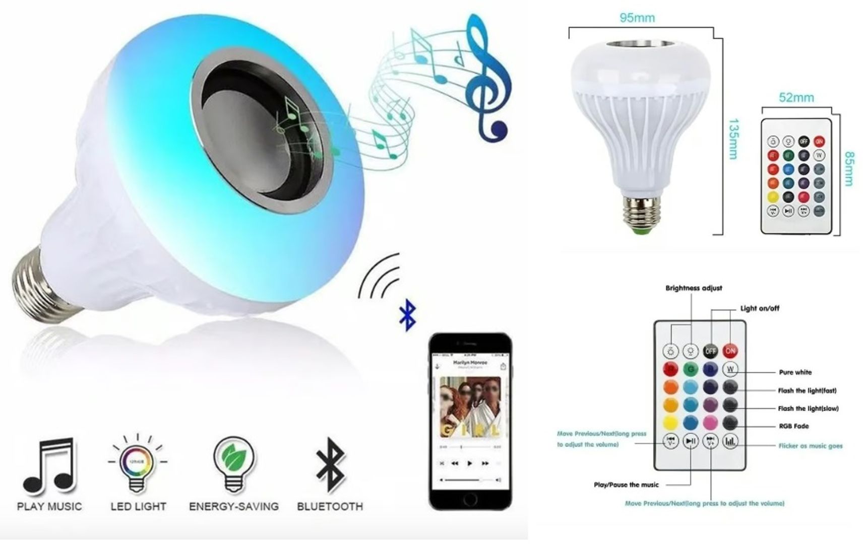 Speaker Bombillo Bluetooth colores Mix