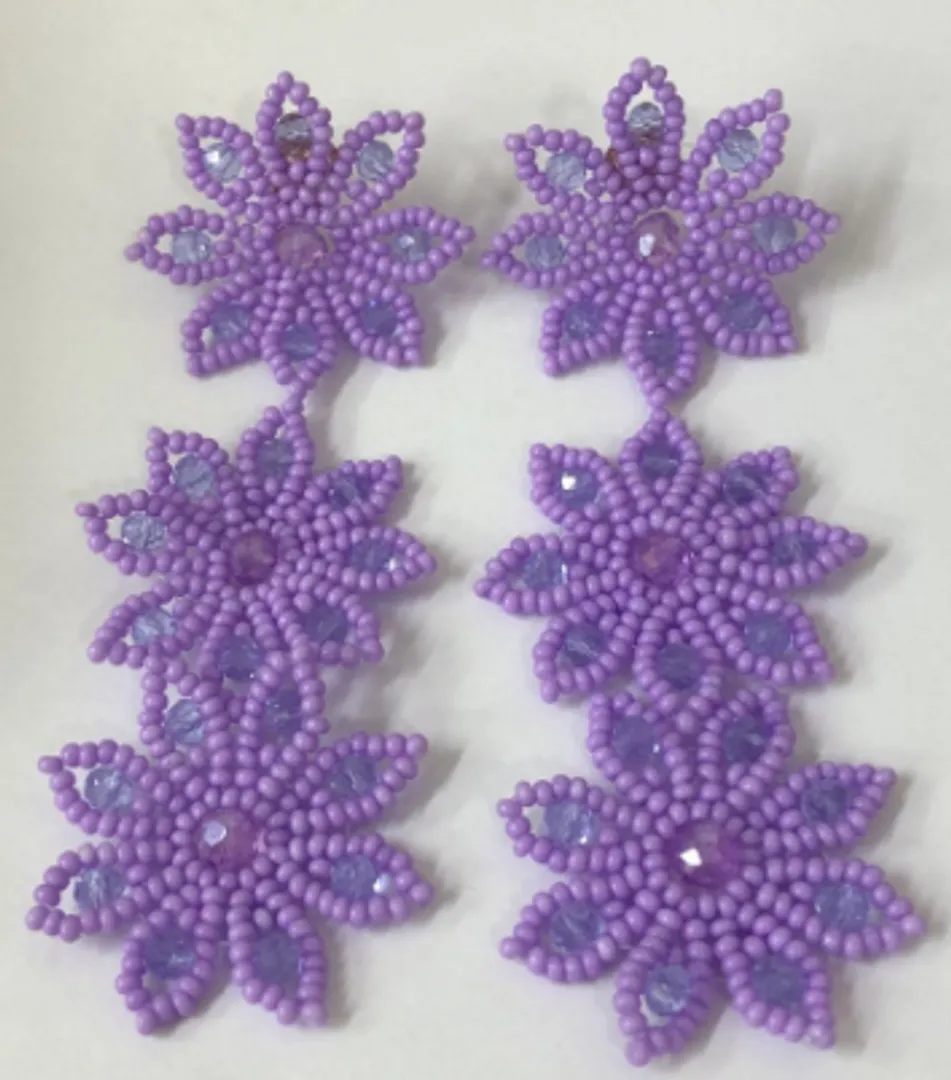 Arete Trio Flor Murano Mostacilla 