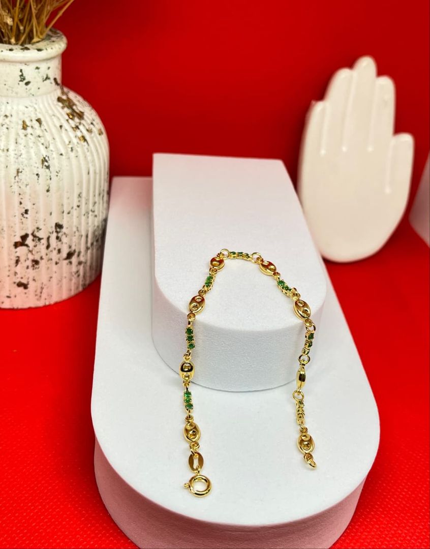 Pulsera gucci tri-circon verde de 18cm y 3mm