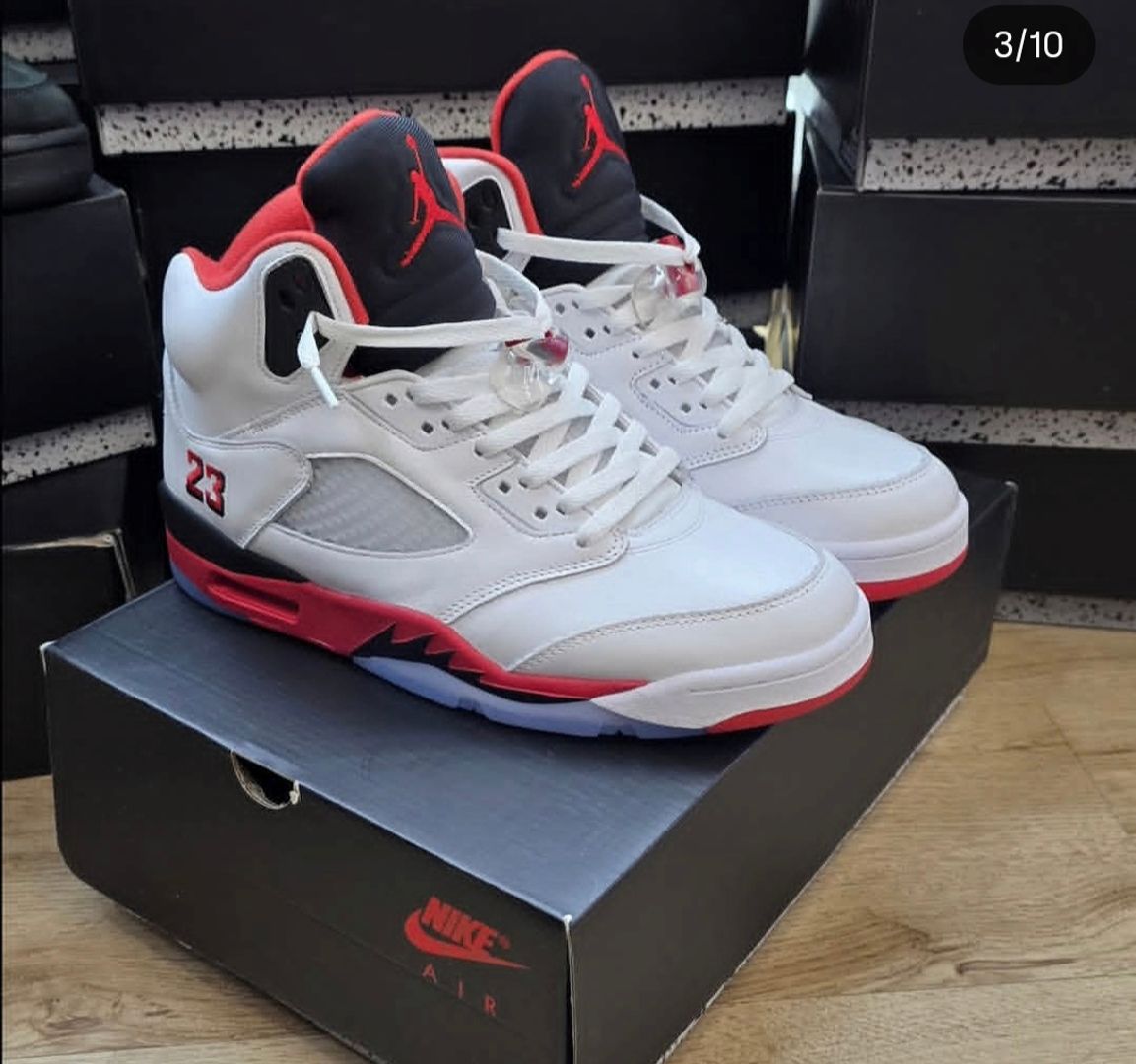 Jordan 5 Fire Red Black Tongue