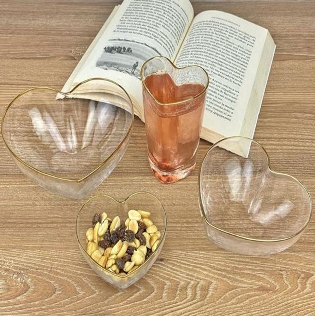 Set x3 Bowls de Corazon en cristal