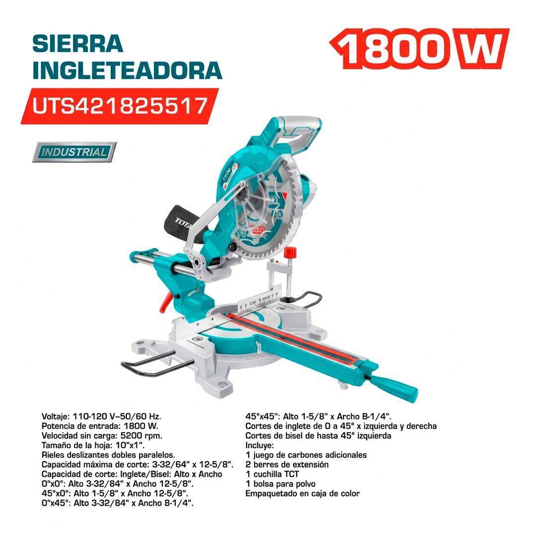 SIERRA INGLETEADORA 10" 1800W TELESCOPICA