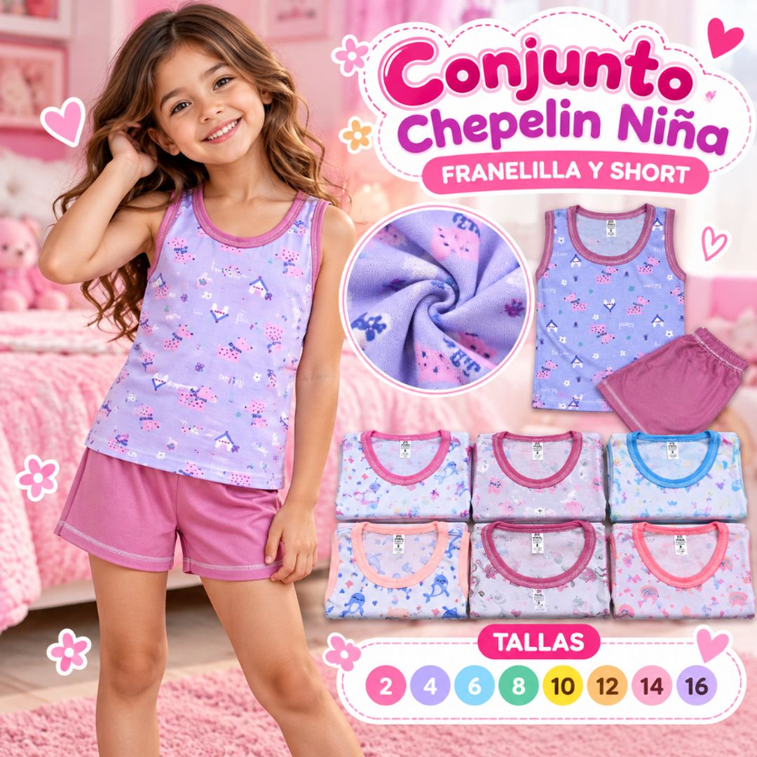 FRANELILLA Y SHORT CHEPELIN (X6)