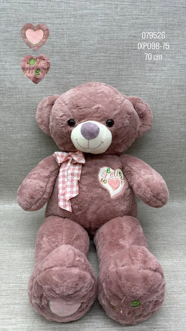 OSO PALO ROSA CON BORDADO SWEET LOVE DE 70 CM 