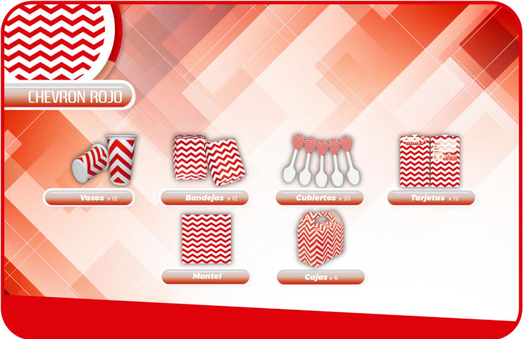 DECORACIÓN CHEVRON ROJO