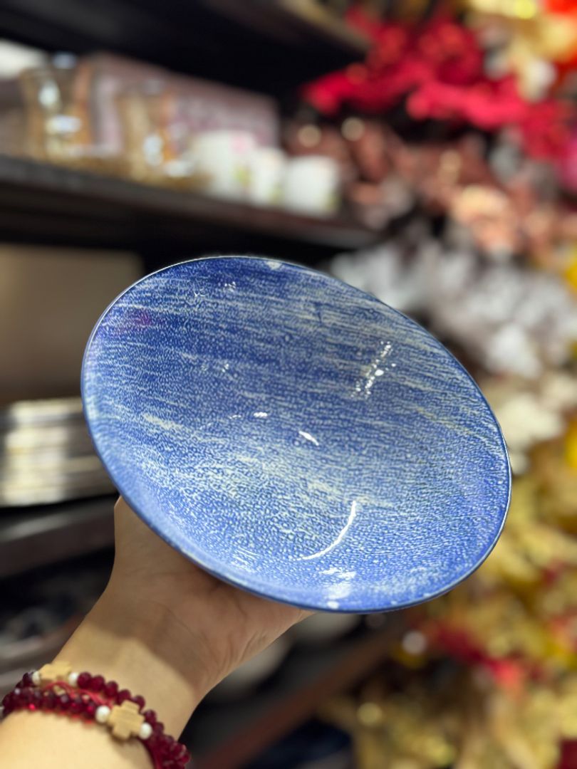 Bowl Cerámico Efecto Marmoleado Azul Cobalto