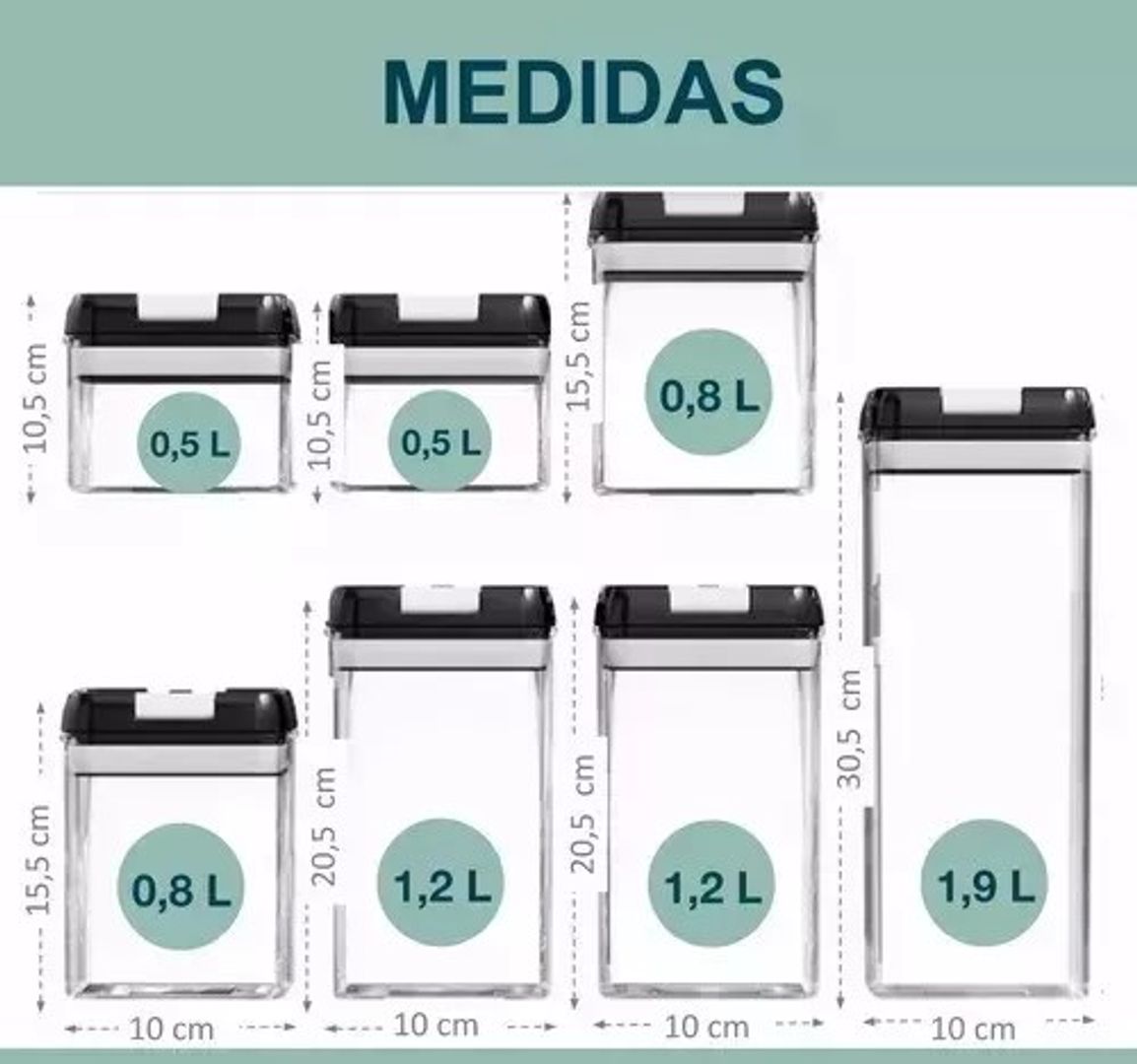 CONTENEDOR HERMETICO X 7 Piezas