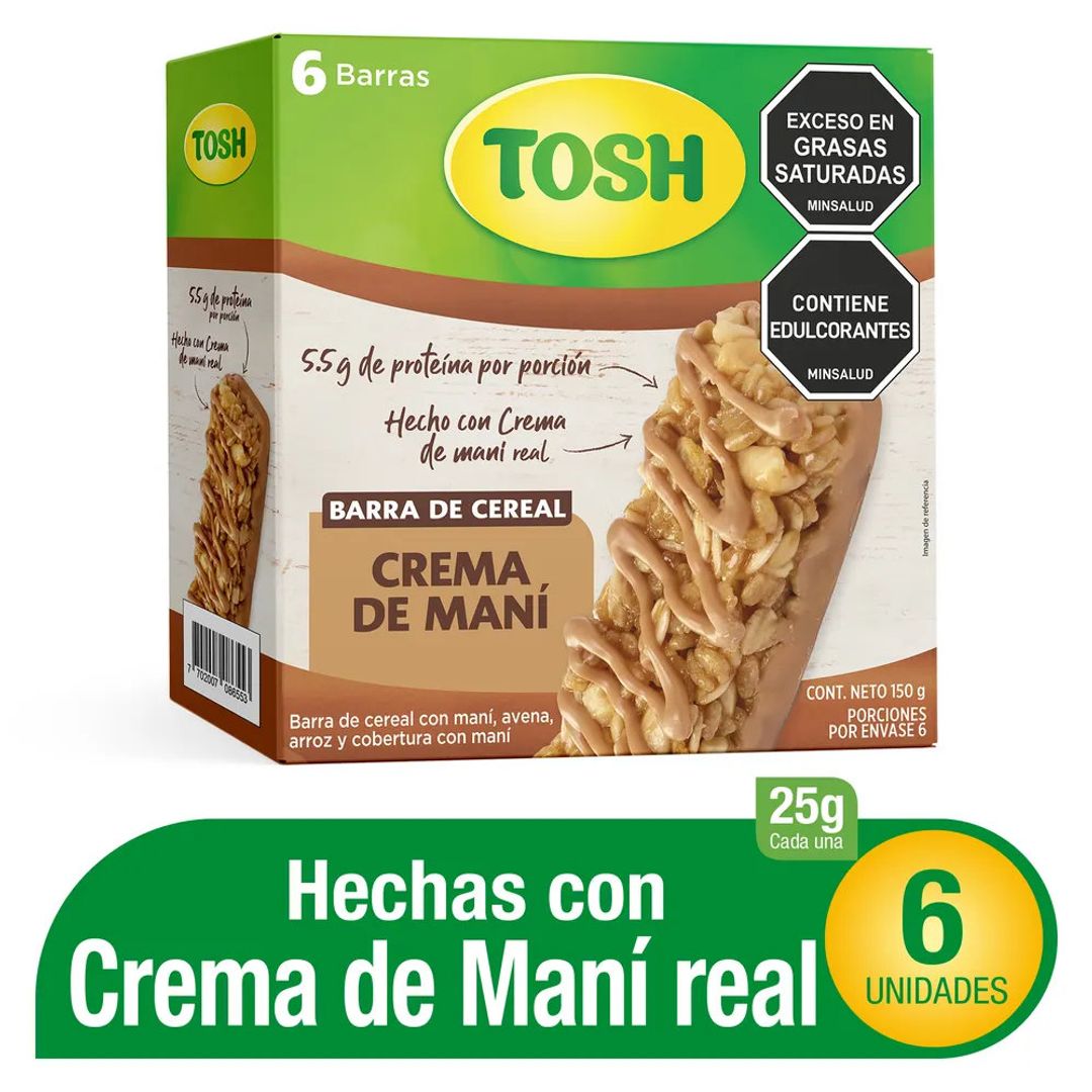 BARRA CEREAL TOSH CREMA MANI*6*150G