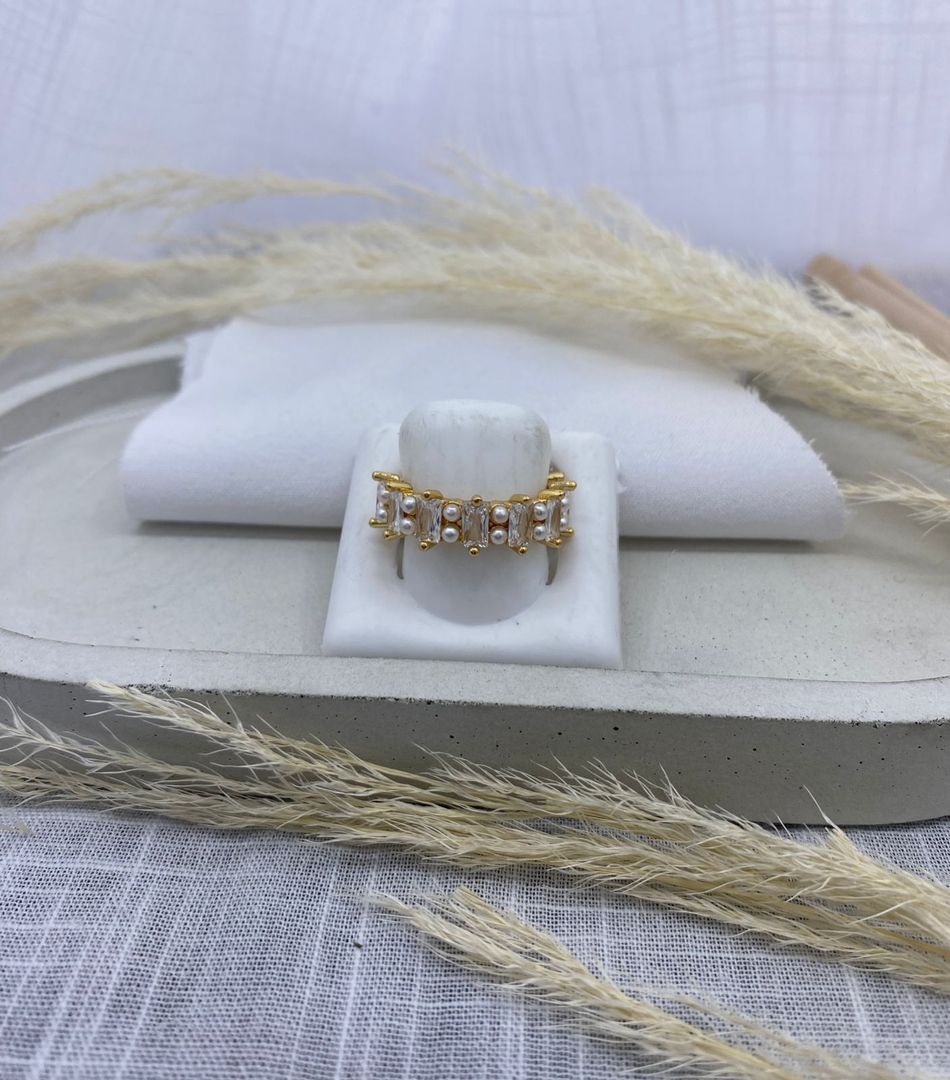 Anillo perlitas, dorado, covergold 