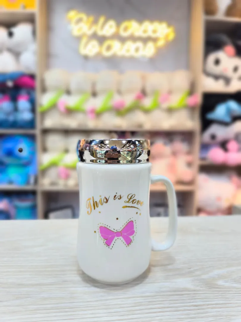 MUG TAPA ESPEJO MOÑO ROSADO FRASES