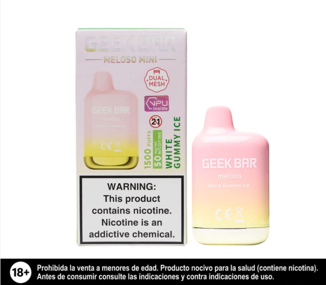 Geek Bar White Gummy Ice 1500 Puffs Meloso Mini