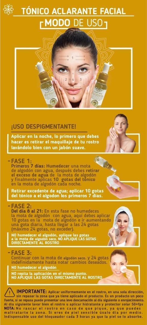 Tonico Aclarante facial para manchas y acné 