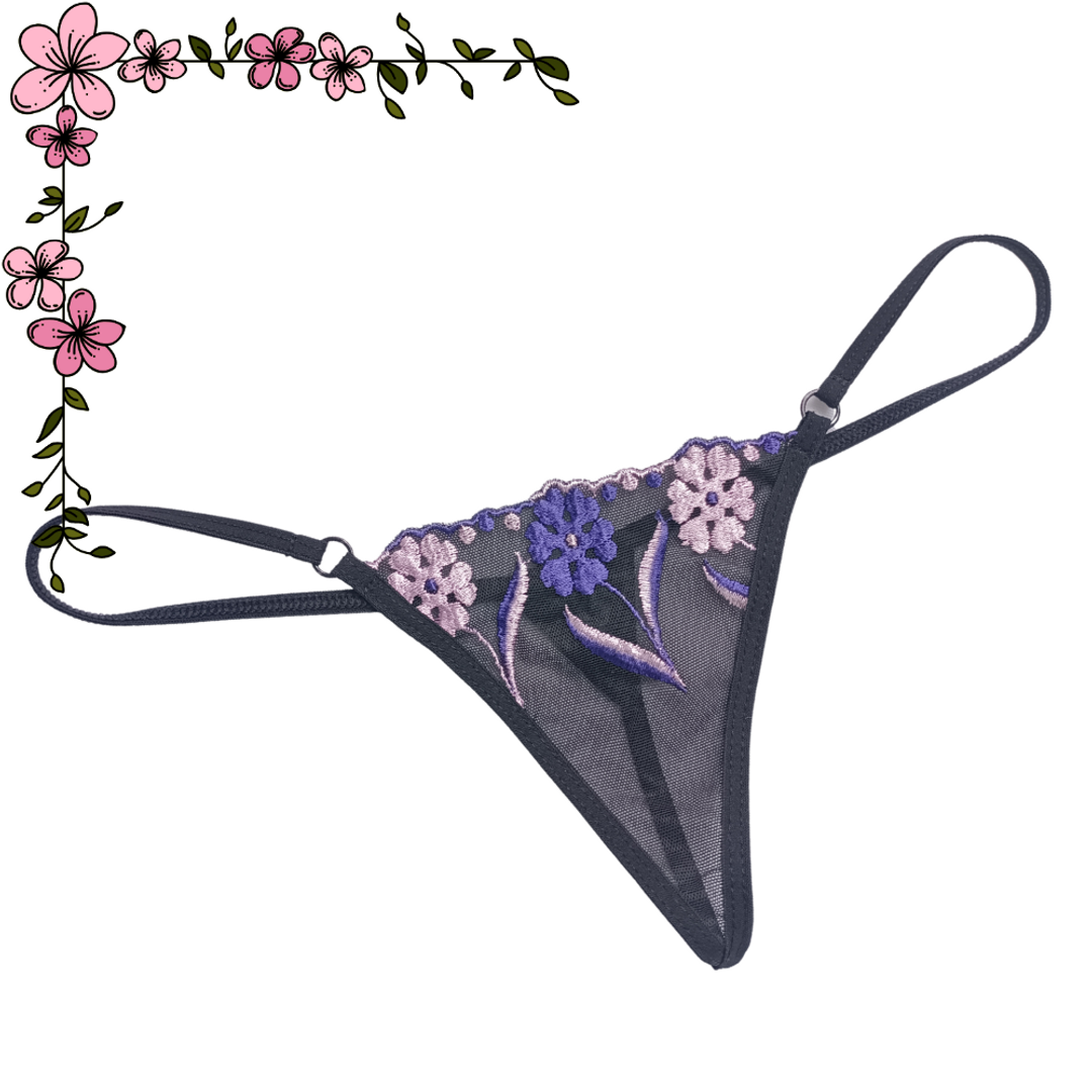 Tanga hilo en mallatex bordado 