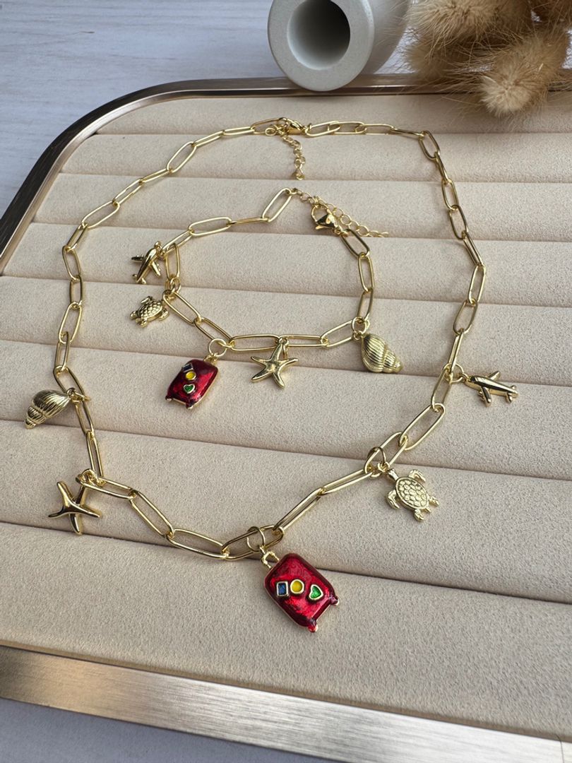 Set propósitos de pulsera y cadena con dijes 
