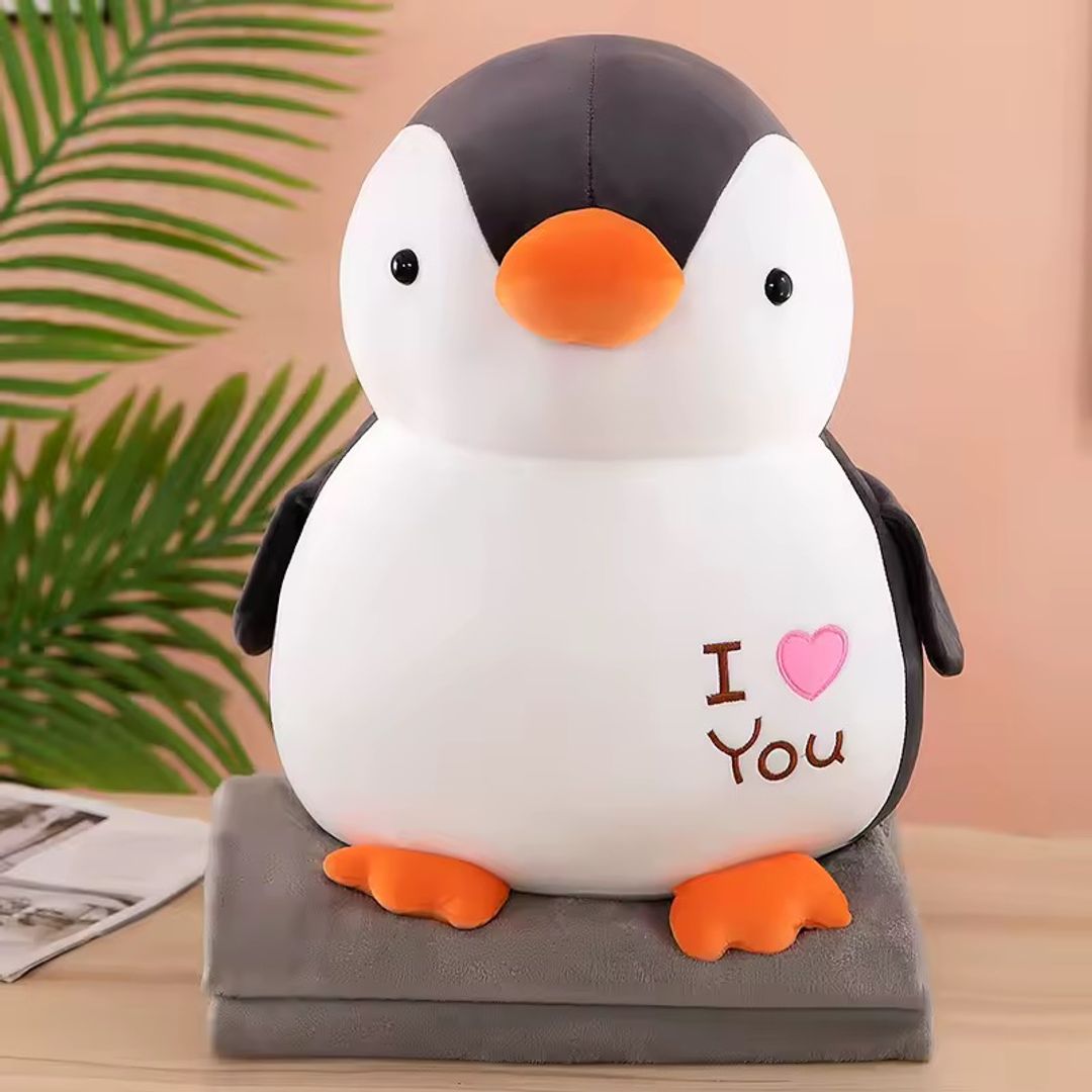 Cojín cobija pingüino 