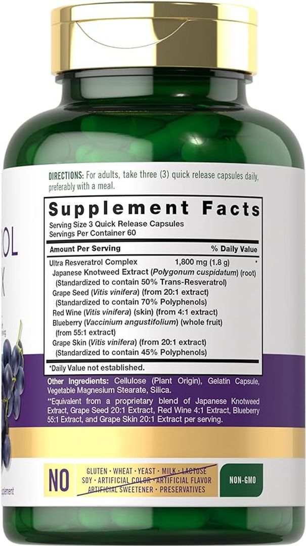 Resveratrol 1800 mg 180 cáp Carlyle 