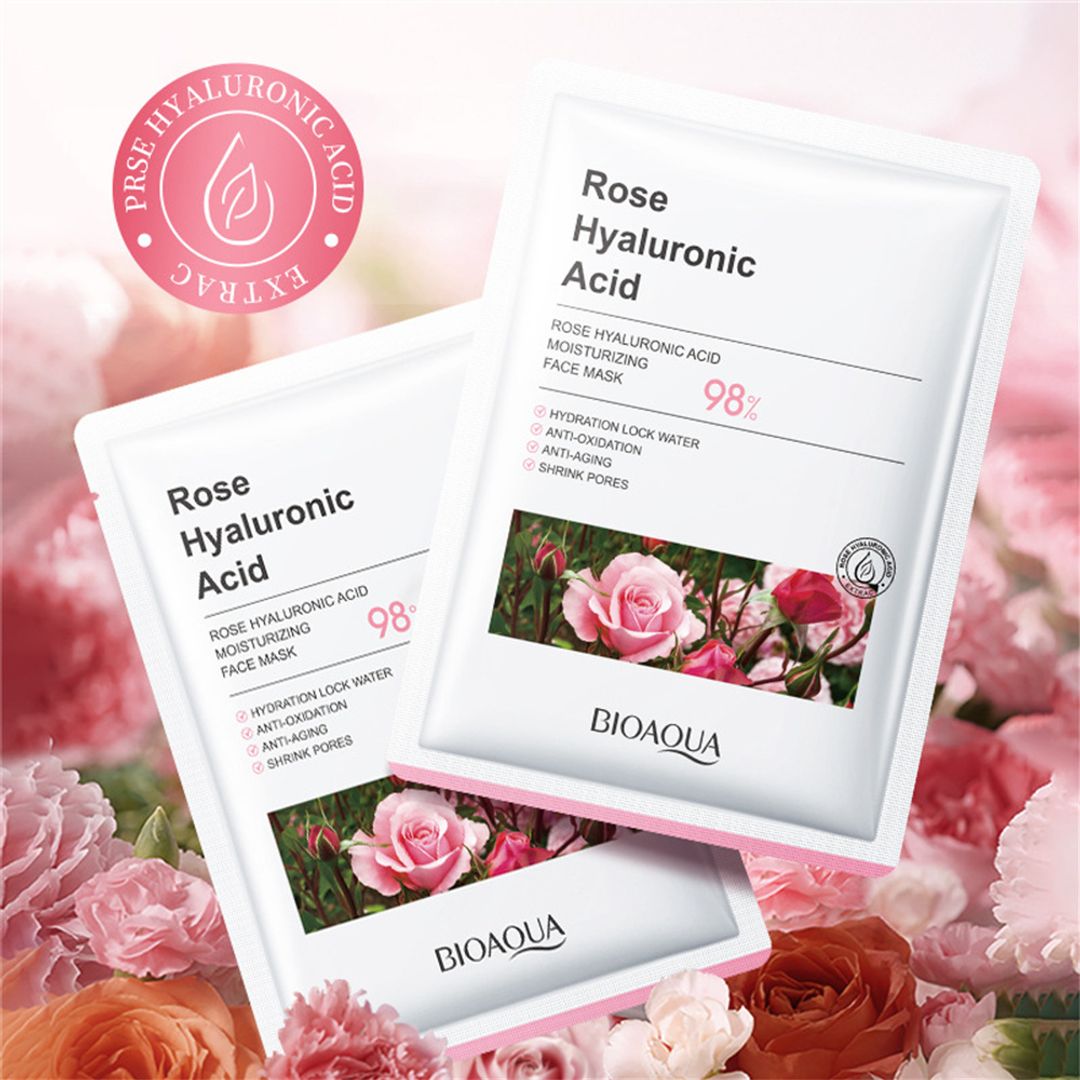 Mascarilla facial de rosas y ácido hialurónico 