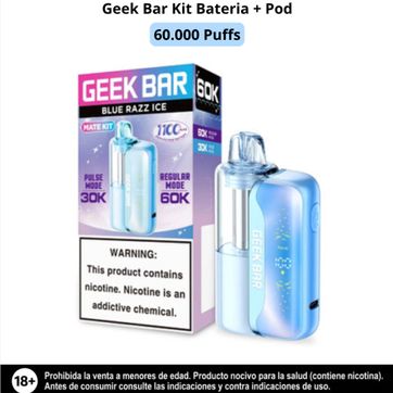 Imagen del producto Geek Bar Kit Blue Razz Ice 60.000 Puffs Bateria Y Pod