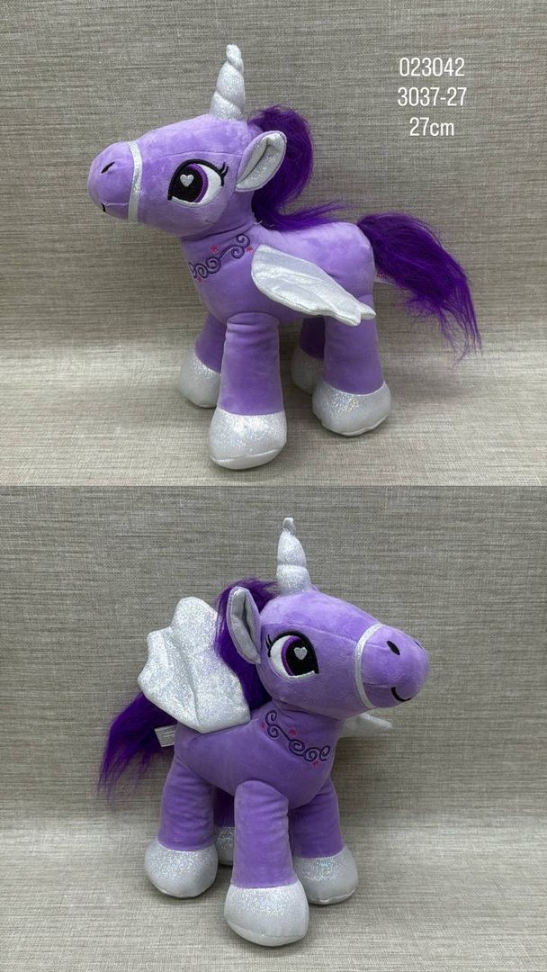 UNICORNIO MORADO CON PLATEADO 27 CM