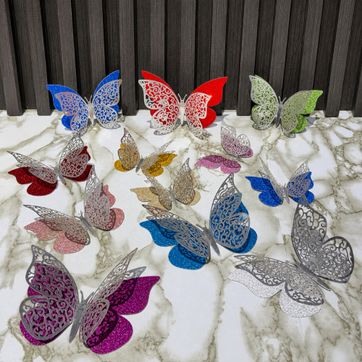 MARIPOSAS 3D x 12 UNI BORDE ESCARCHADO - imagen 1