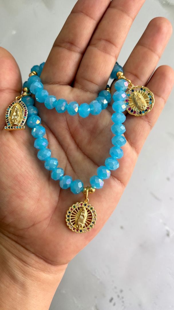 Denario pulsera azul cielo