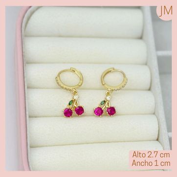 Imagen del producto Candongas Cerezas Circonadas Circón Fucsia