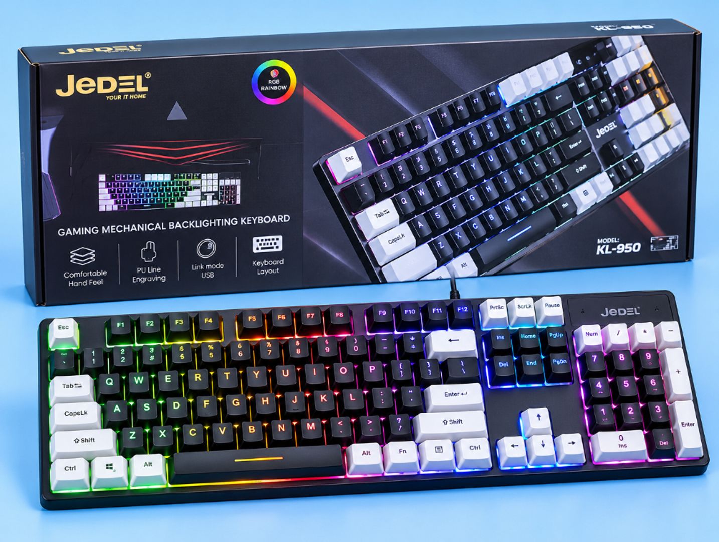 Teclado Gamer JEDEL KL-950 – Retroiluminación Rainbow