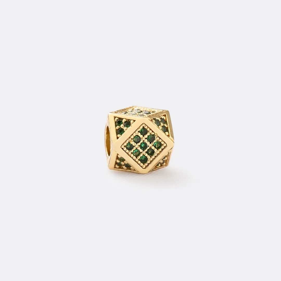 Herraje Rondel Rombo 8 mm Circonias Verde