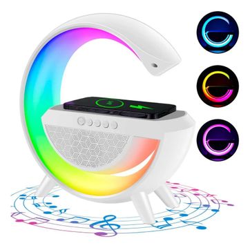 LAMPARA SOUND PARLANTE CARGADOR INDUCCION RGB BLUETOOTH SEISA - imagen 1