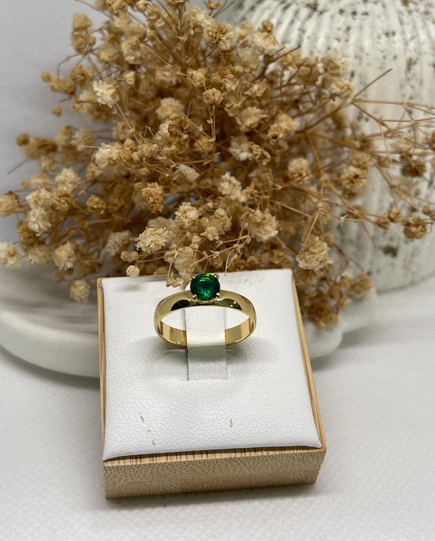 Anillo solitario 5mm liso plano verde