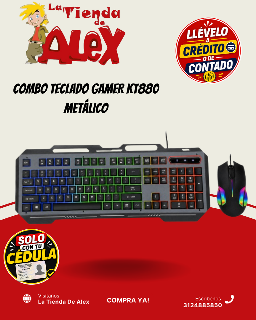 COMBO TECLADO GAMER KT880 METÁLICO