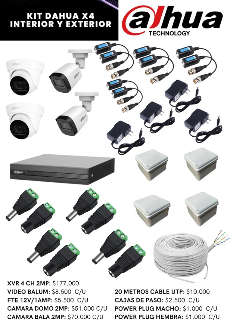 KIT DAHUA X4 INTERIOR Y EXTERIOR