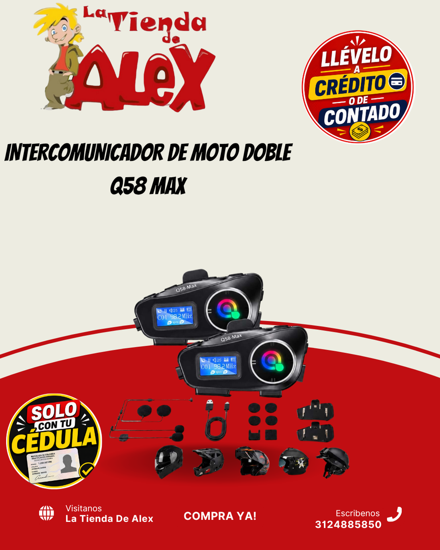 INTERCOMUNICADOR DE MOTO DOBLE Q58 MAX