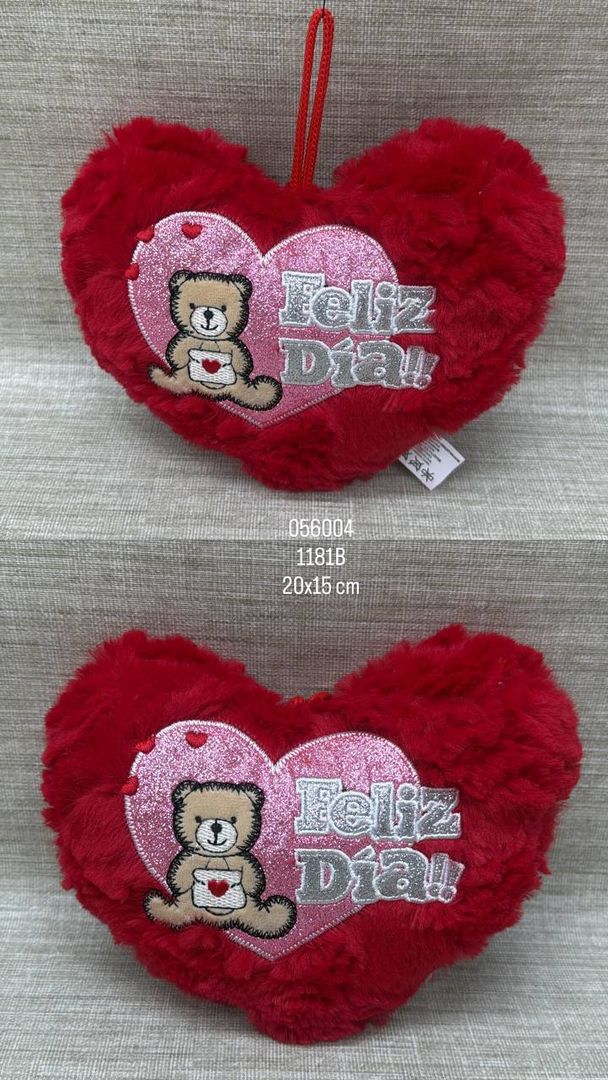 COJIN DE CORAZON SURTIDO 20 X 15 CM