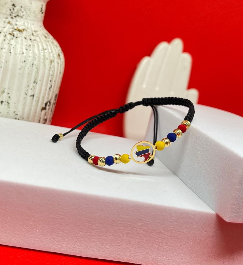 Pulsera medalla mapa colombia balin 4mm italy