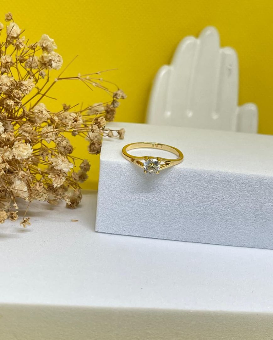 Anillo solitario AF circon cuadrado 6mm cristral 
