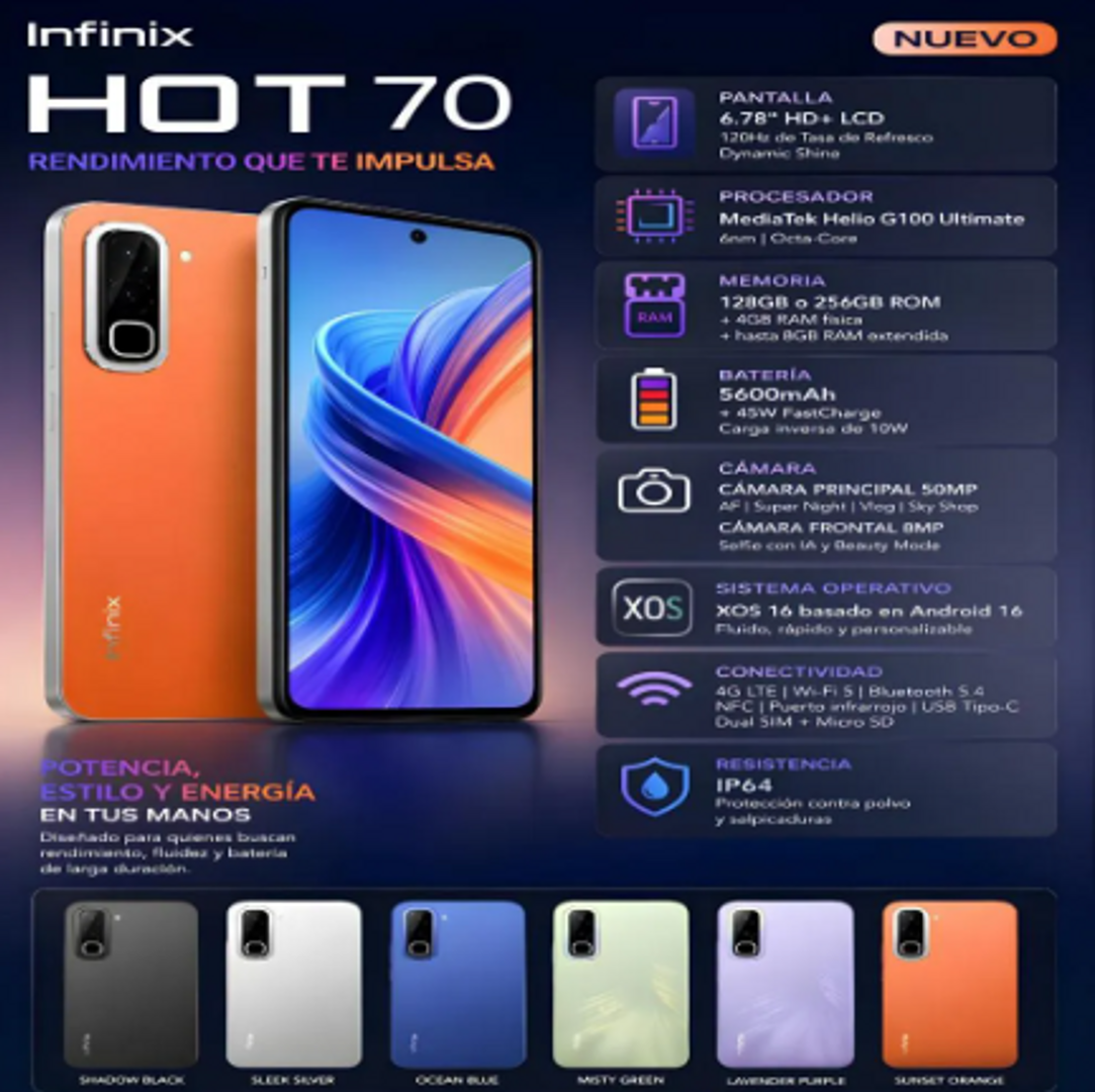 CEL INFINIX HOT 70 / 4GB RAM/256 GB