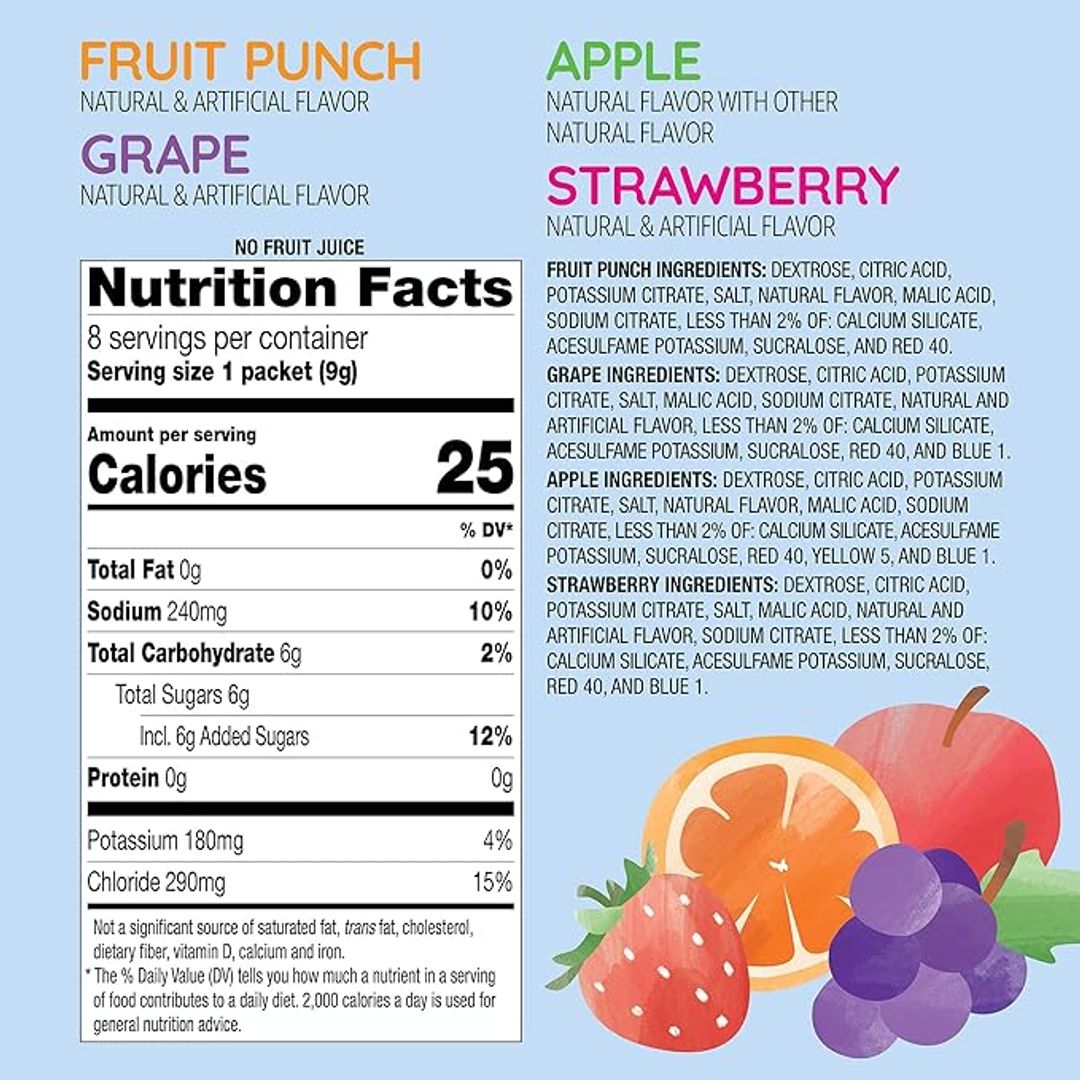 Electrolitos en polvo de 0.3 onzas, sabores surtidos, 8 unidades Mama Bear