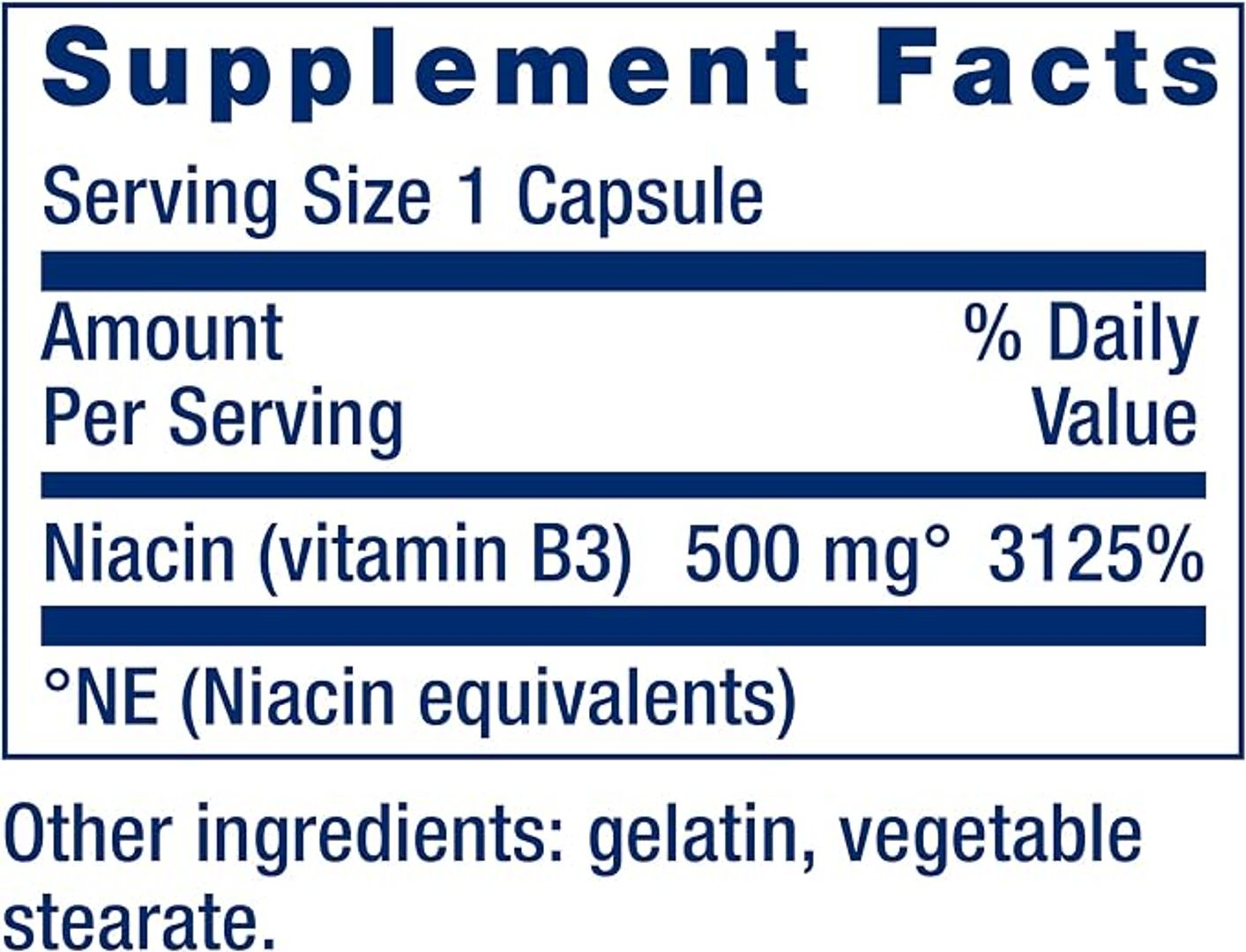 Vitamina B3 Niacina, Salud del Corazón, 100 Cap Life Extension 